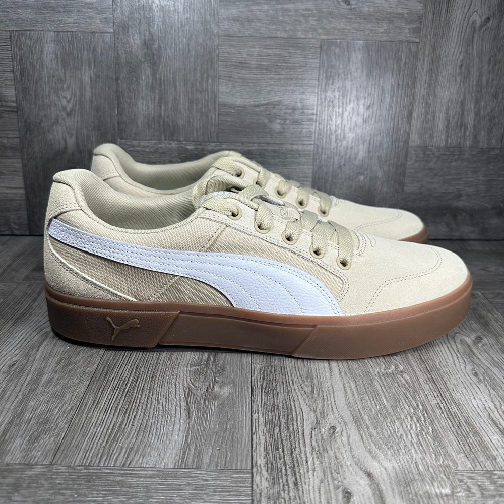 Puma C-Rey Sneakers Mens 13 Tan White Gum Sole Canvas Suede NEW 382880-07
